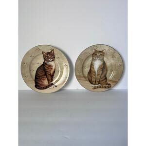SET OF 2 DAVID CARTER BROWN CATS COLLECTION SALAD DESSERT PLATES ONEIDA